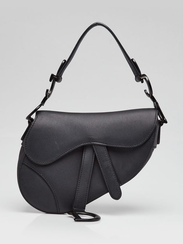 Christian Dior Black Ultramatte Leather Mini Saddle Bag