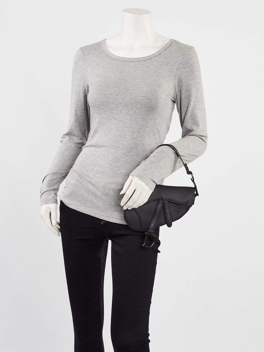Christian Dior Black Ultramatte Leather Mini Saddle Bag