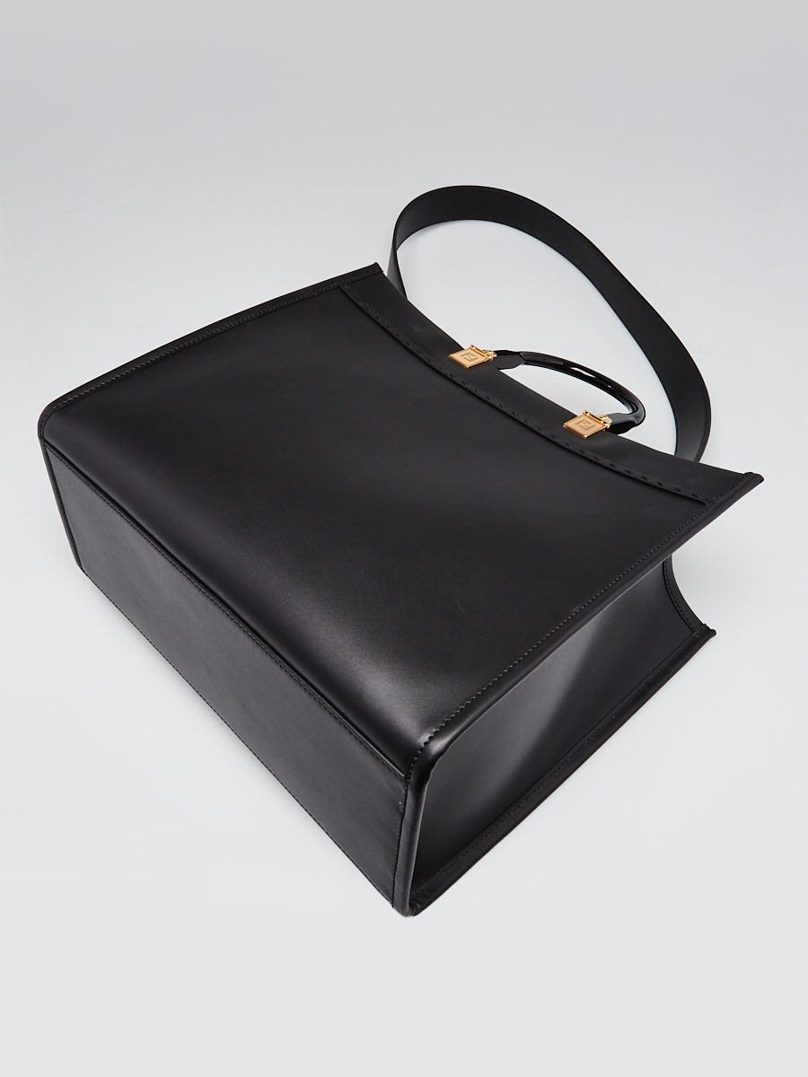 Fendi x Versace Black Leather Fendace Sunshine Shopper Tote Bag