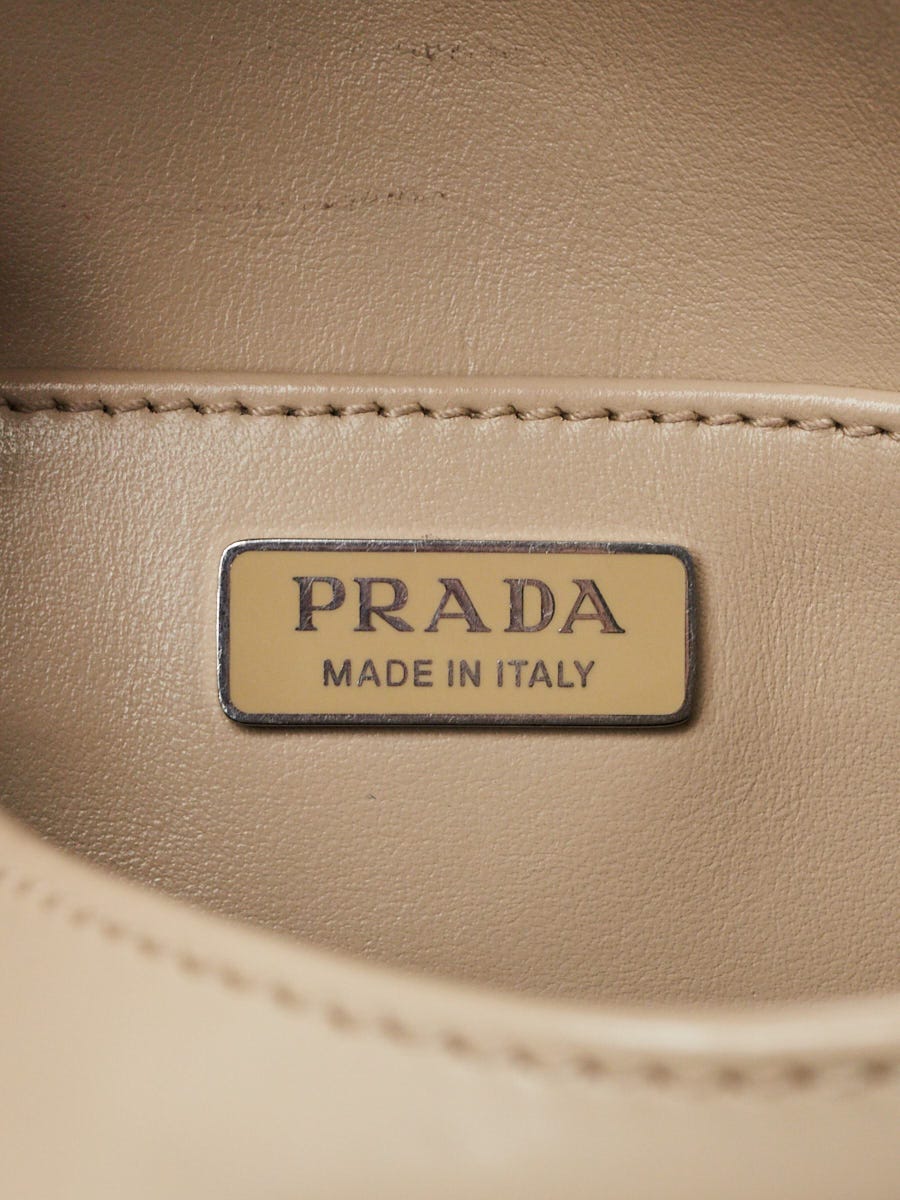 Prada Beige Brushed Leather Cleo Flap Shoulder Bag | Yoogi's Closet