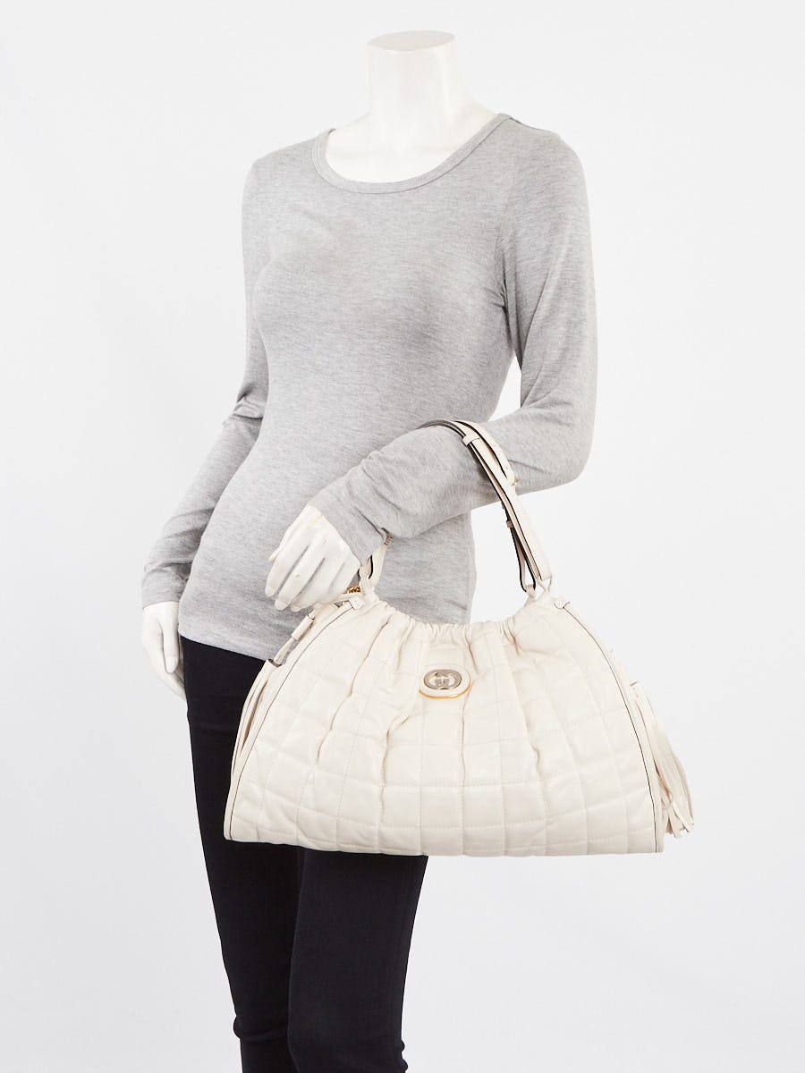 Gucci White Quilted Leather Medium Deco Tote Bag | eBay