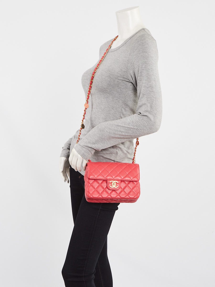 Chanel Red Quilted Lambskin Leather Casino Chips Mini Flap Bag