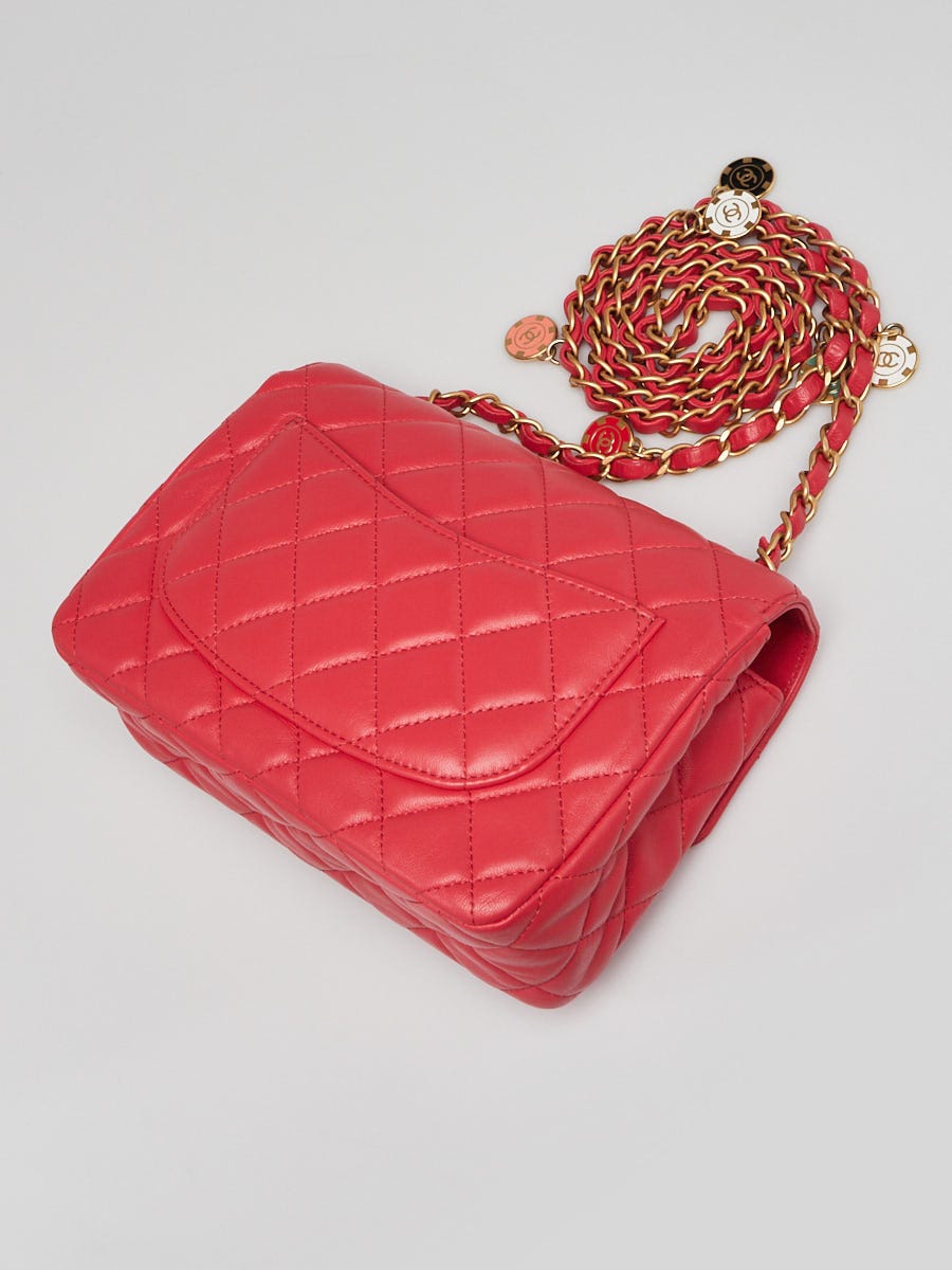Chanel Red Quilted Lambskin Leather Casino Chips Mini Flap Bag