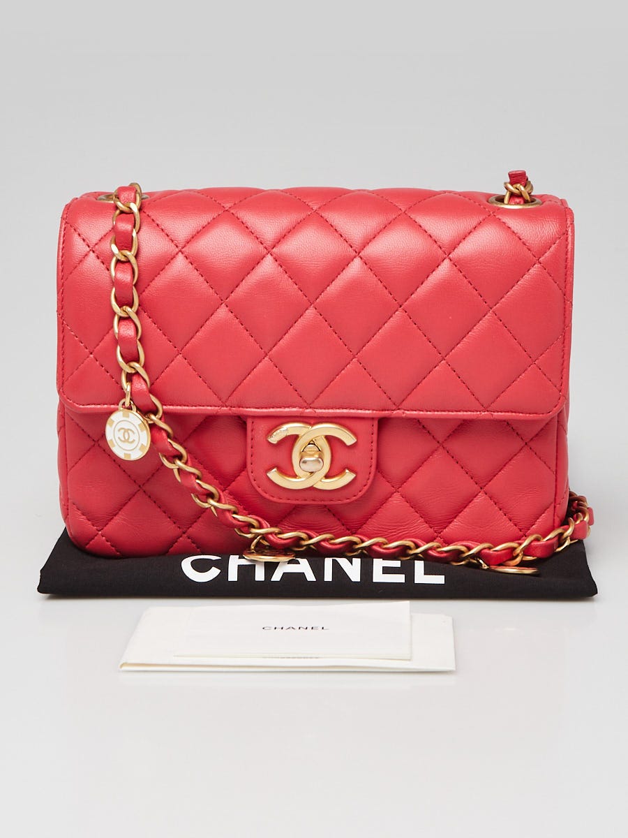 Chanel Red Quilted Lambskin Leather Casino Chips Mini Flap Bag
