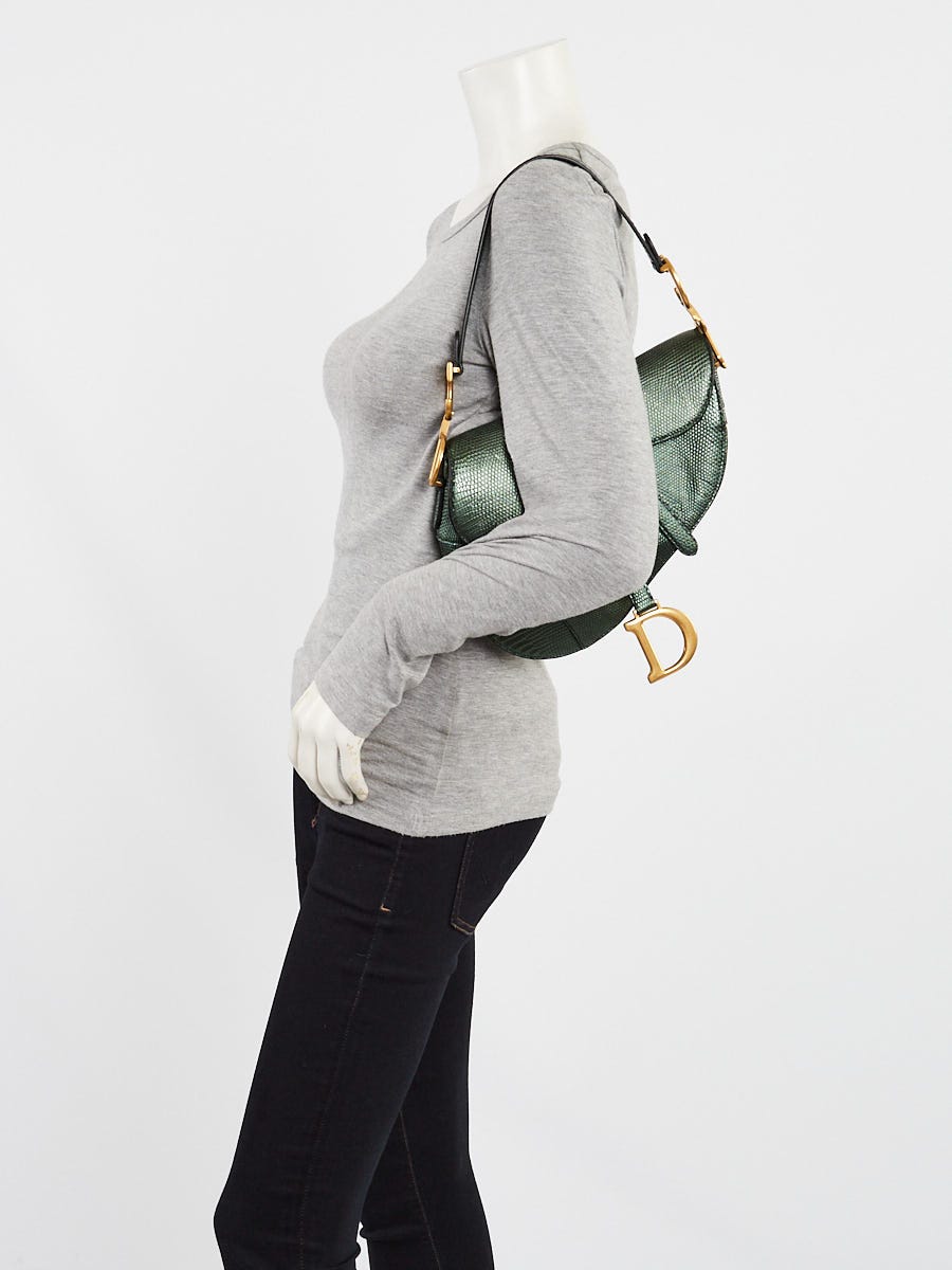 Christian Dior Metallic Green Lizard Saddle Bag | Yoogi's Closet