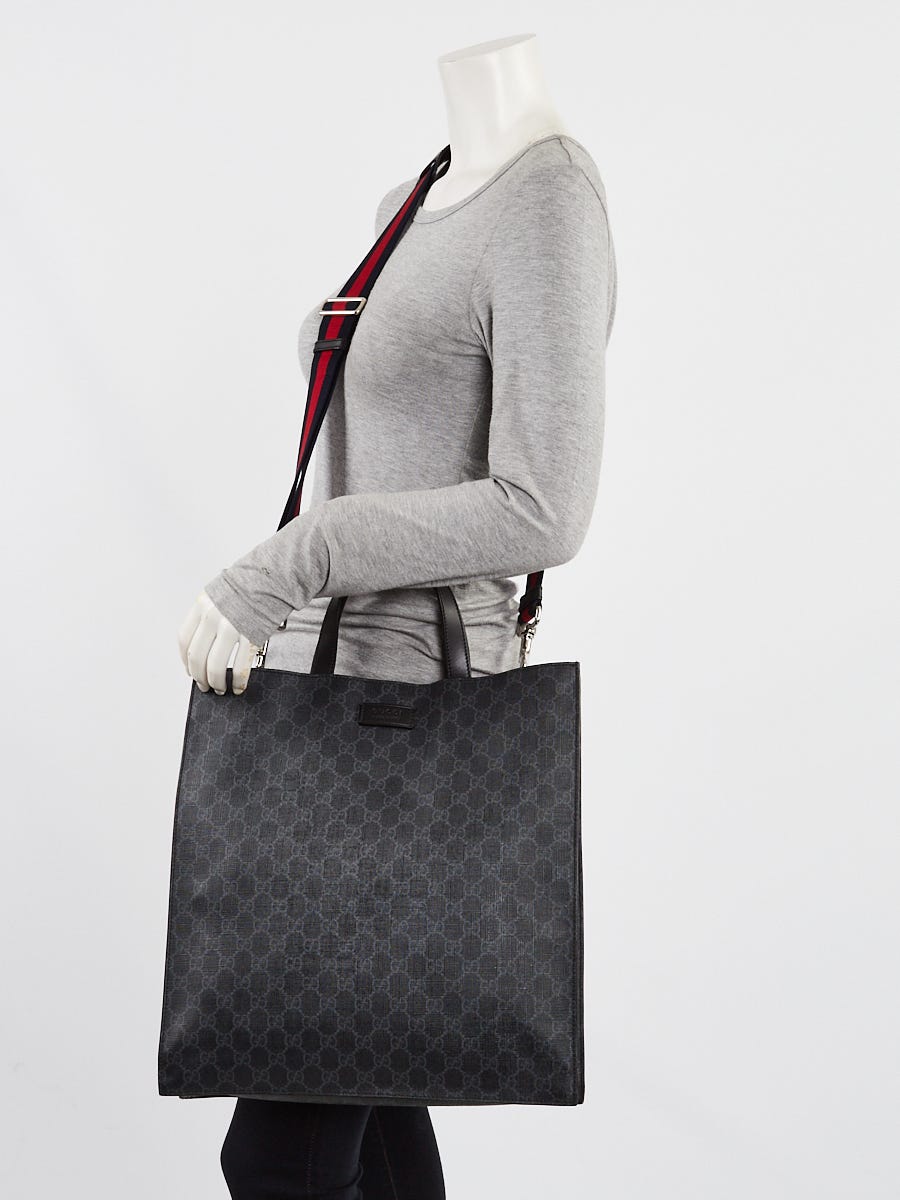Gucci Black/Grey GG Supreme Coated Canvas Night Courier Tote Bag