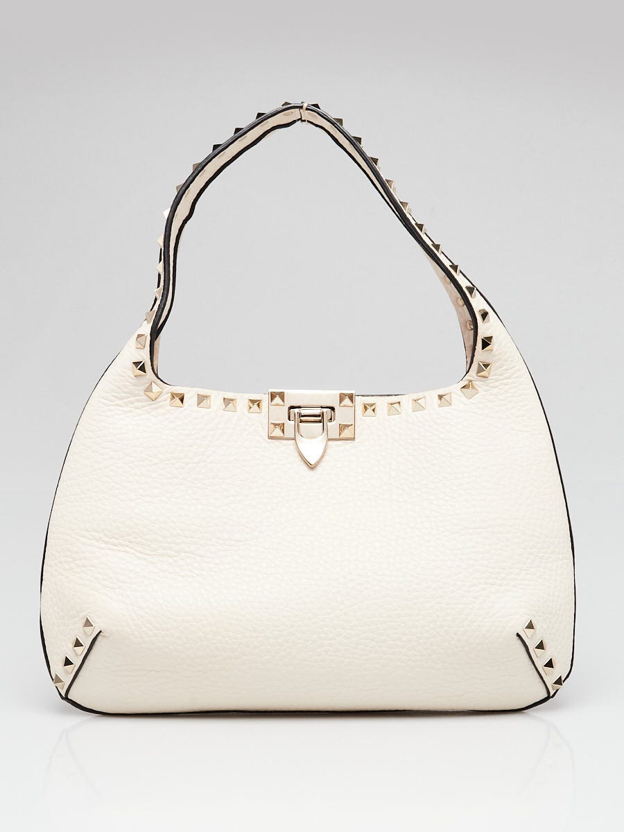 【VALENTINO】ROCKSTUD HOBO BAG IN GRAINY CALFSKIN Valentino Garavani Rockstud Hobo Bag In Grainy Calfskin for
