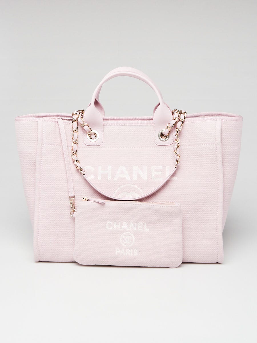 Chanel Light Pink Canvas Large Deauville Shopping Tote Bag