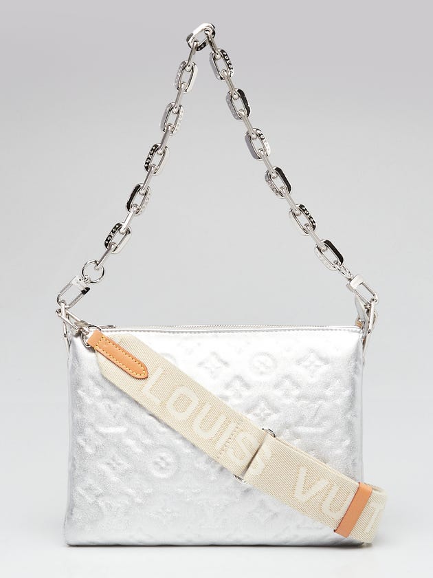 Louis Vuitton Silver Monogram Embossed Lambskin Leather Coussin PM Bag