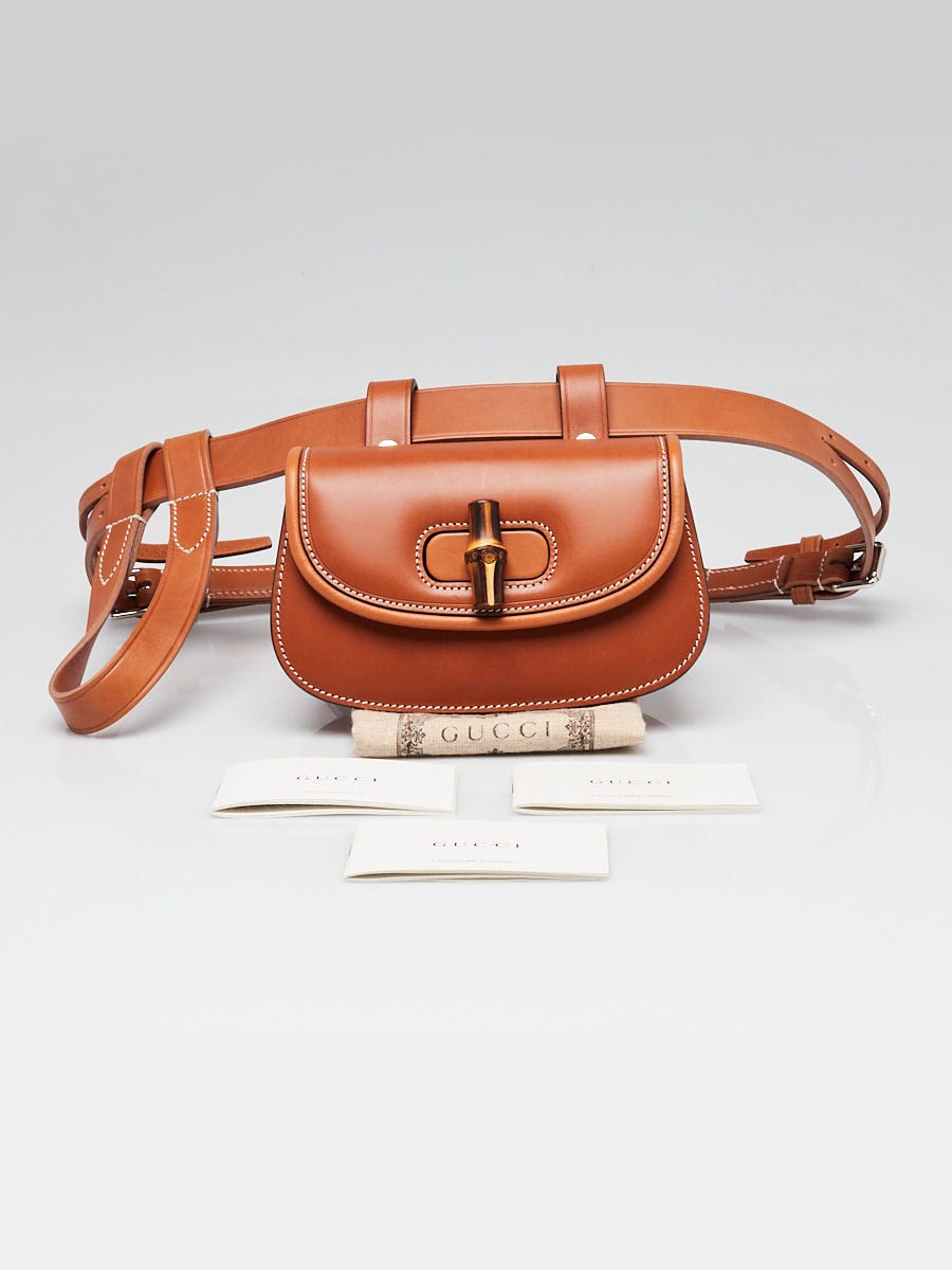 Gucci Brown Smooth Leather Bamboo 1947 Mini Belt Bag  display picture 1