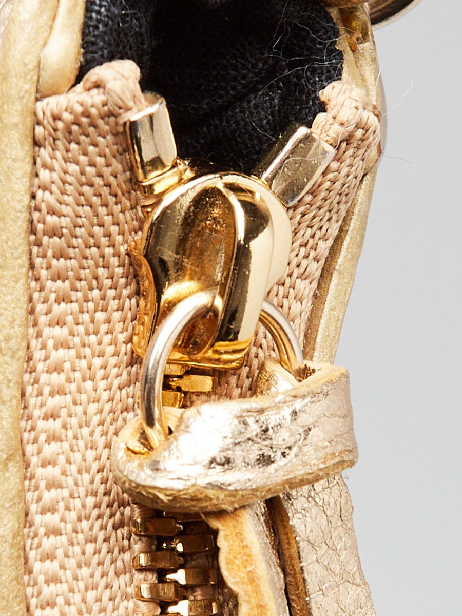 Balenciaga Light Gold Lambskin Leather Crystal Le Cagole