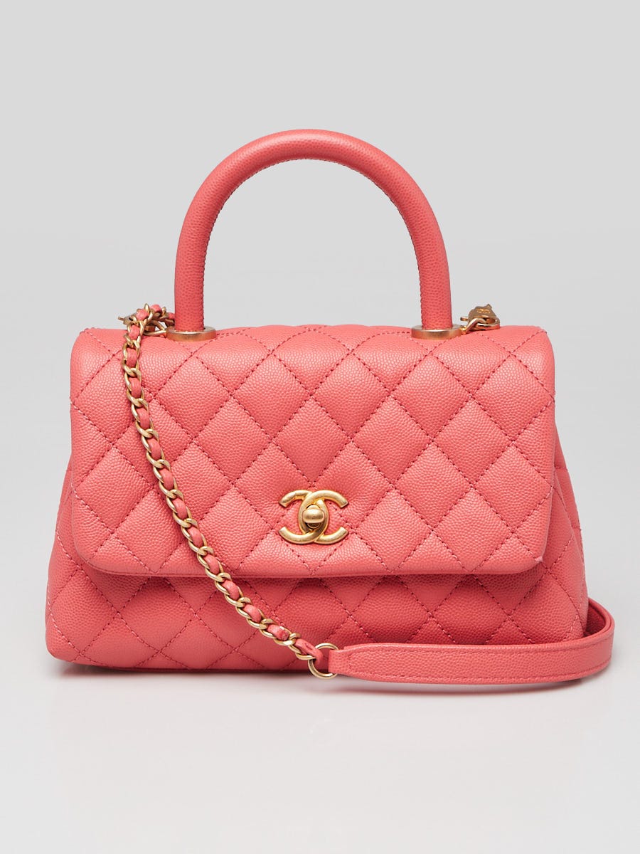 Chanel Pink Quilted Caviar Leather Mini Coco Handle Bag | Yoogi's