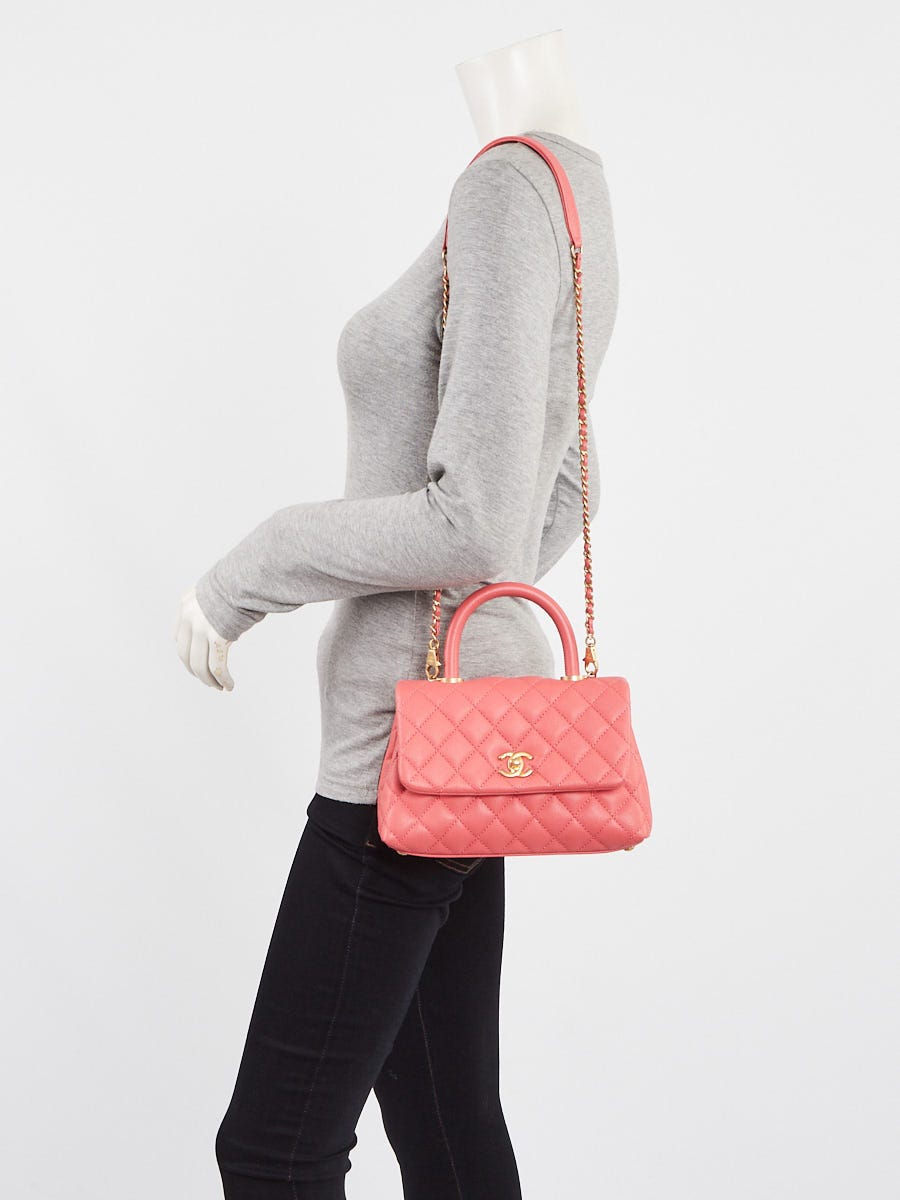 Chanel Pink Quilted Caviar Leather Mini Coco Handle Bag