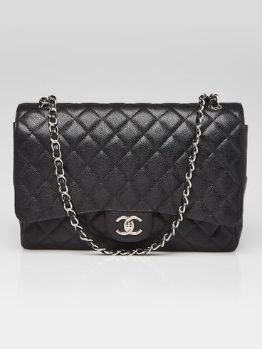 Chanel Black Quilted Caviar Leather Classic Maxi Double Flap Bag