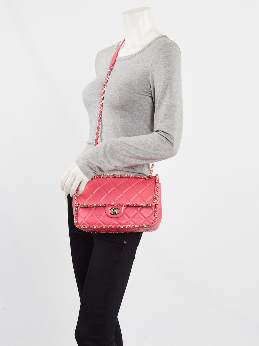 G FLAT NYLUND PINK ガンチーニ ハンドバッグ Chanel Pink Quilted Calfskin Leather Running Chain Around