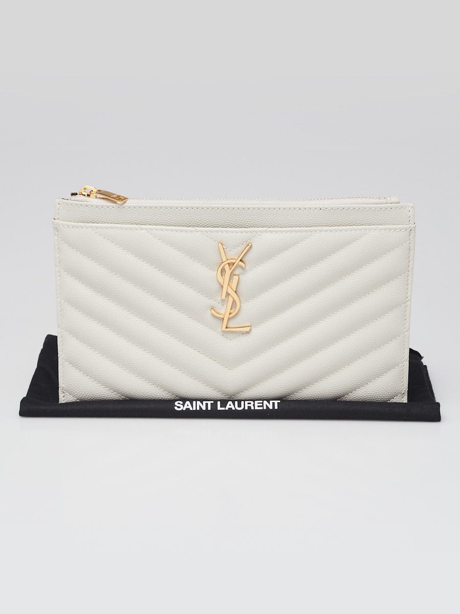YSLさま専用 Yves Saint Laurent White Quilted Leather Monogram Medium
