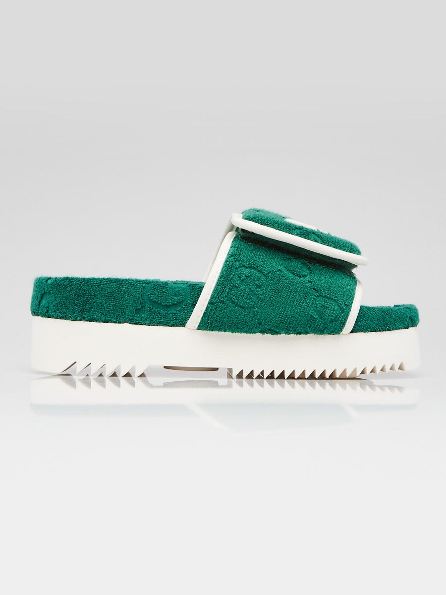 Gucci x Adidas Green/White Terry Cloth/Leather Platform Gucci x Adidas Green/White Terry Cloth/Leather Platform