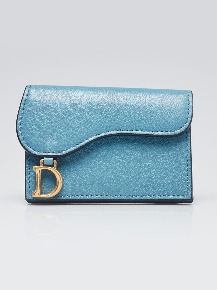 Christian Dior Blue Leather Saddle Card Holder Wallet FledermausShops s Closet