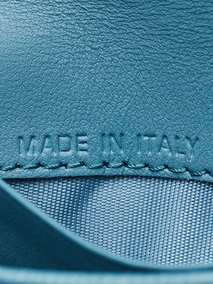 Christian Dior Blue Leather Saddle Card Holder Wallet | Yoogi's Closet