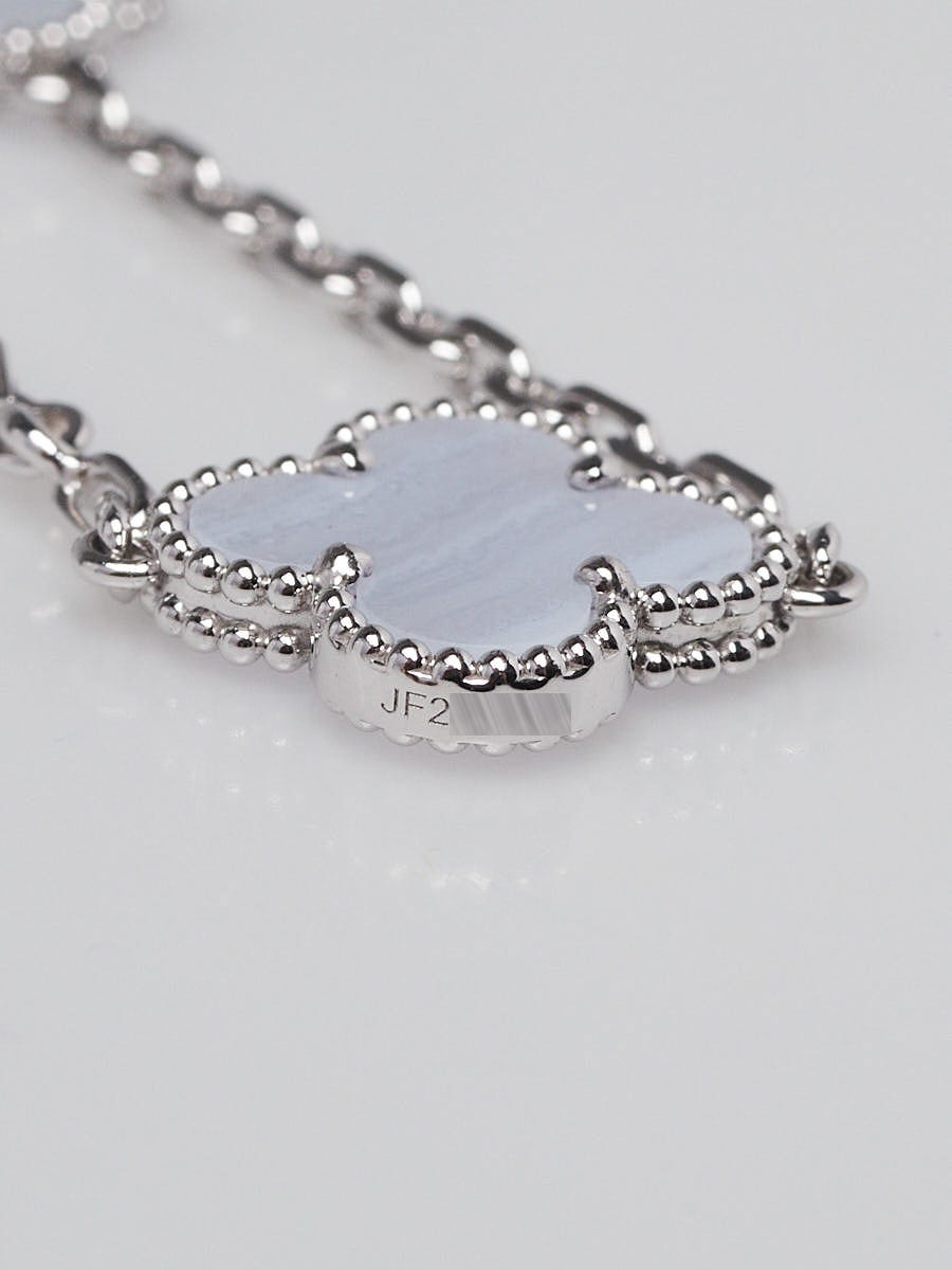 Van Cleef Arpels 18k White Gold and Chalcedony Vintage Alhambra