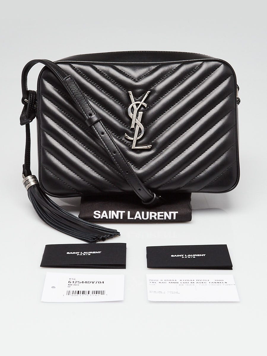 Yves Saint Laurent Black Chevron Quilted Leather Lou Camera Bag
