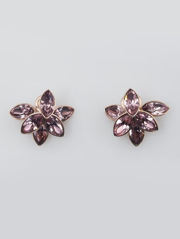 Christian Dior Pink Crystal and Gold Metal Mise En Dior Tribale Petal Earrings