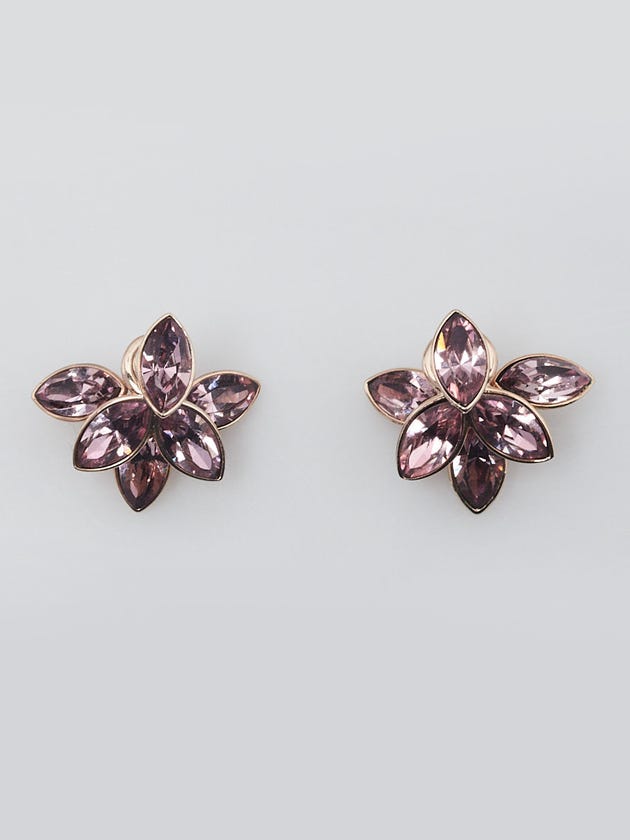 Christian Dior Pink Crystal and Gold Metal Mise En Dior Tribale Petal Earrings