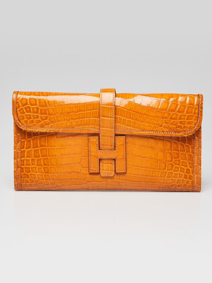 Hermes Safran Lisse Crocodile Porosus Jige Elan 29 Clutch Bag