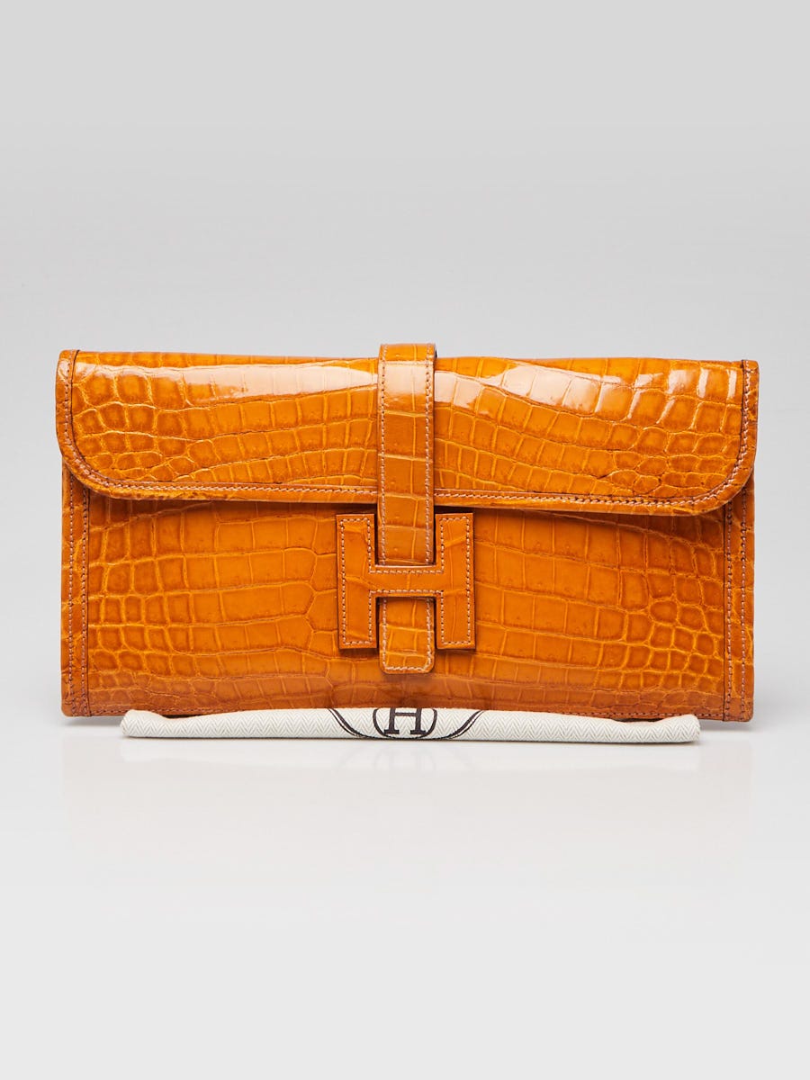 Hermes Safran Lisse Crocodile Porosus Jige Elan 29 Clutch Bag
