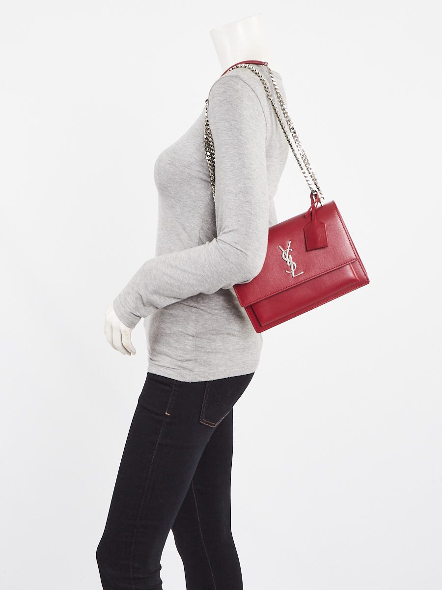 Yves Saint Laurent Red Leather Medium Sunset Crossbody Bag