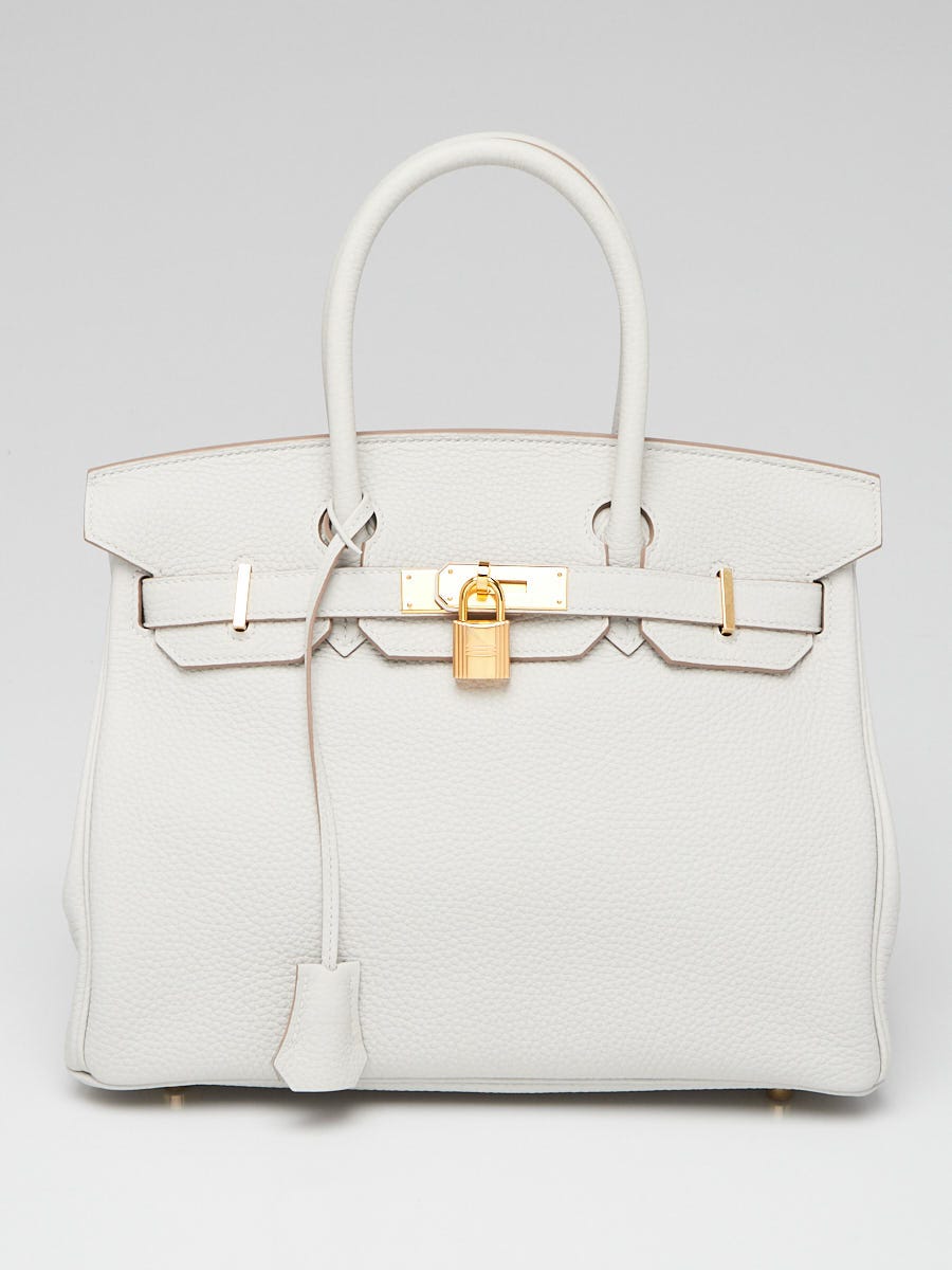 Hermes 30cm Gris Perle Togo Leather Gold Plated Birkin Bag