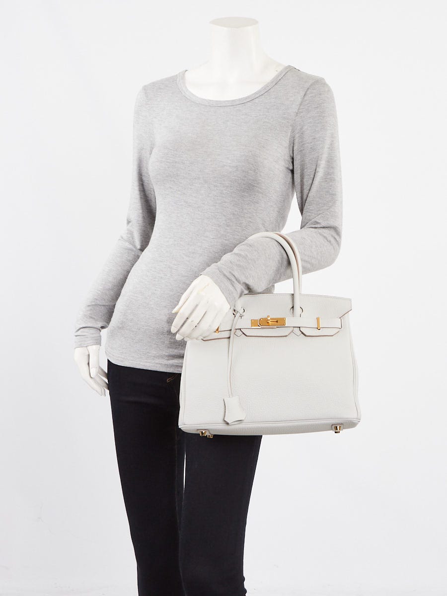 Hermes 30cm Gris Perle Togo Leather Gold Plated Birkin Bag