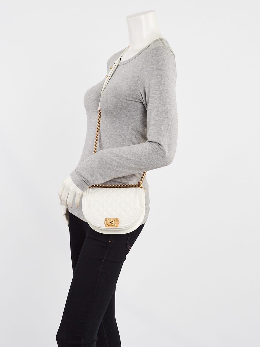 Chanel White Quilted Caviar Leather Mini Messenger Bag Chanel White Quilted Caviar Leather Mini Messenger Bag