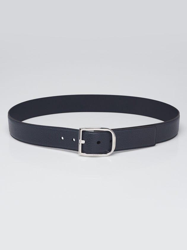 Gucci Dark Blue Pebbled Leather Belt Size 95/38