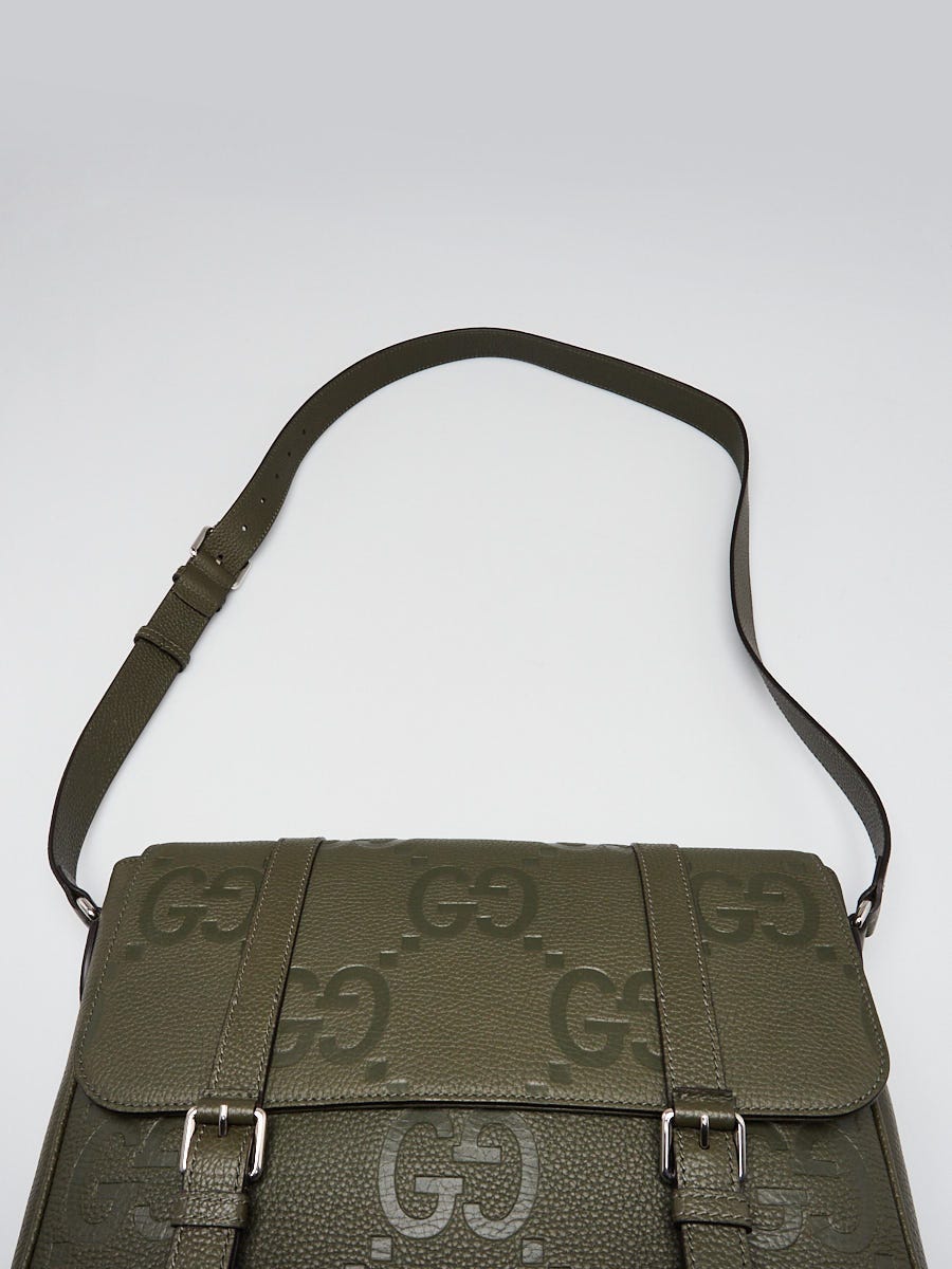 ショルダーバッグ GUCCI DARK GREY LEATHER JUMBO GG MEDIUM MESSENGER BAG Gucci Dark Grey Leather Jumbo Gg Medium Messenger Bag