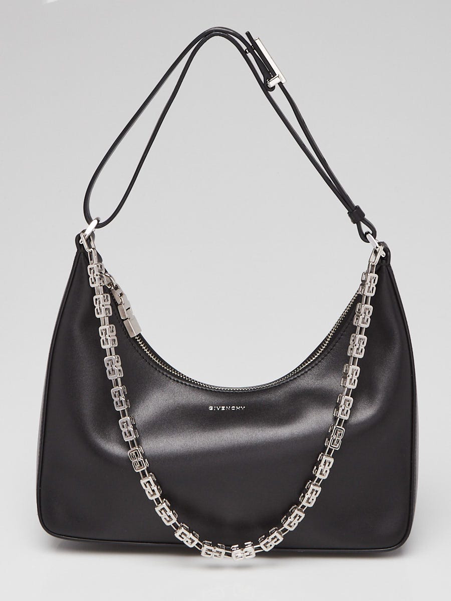 Givenchy Black Smooth Leather Small Moon Cut Out Shoulder