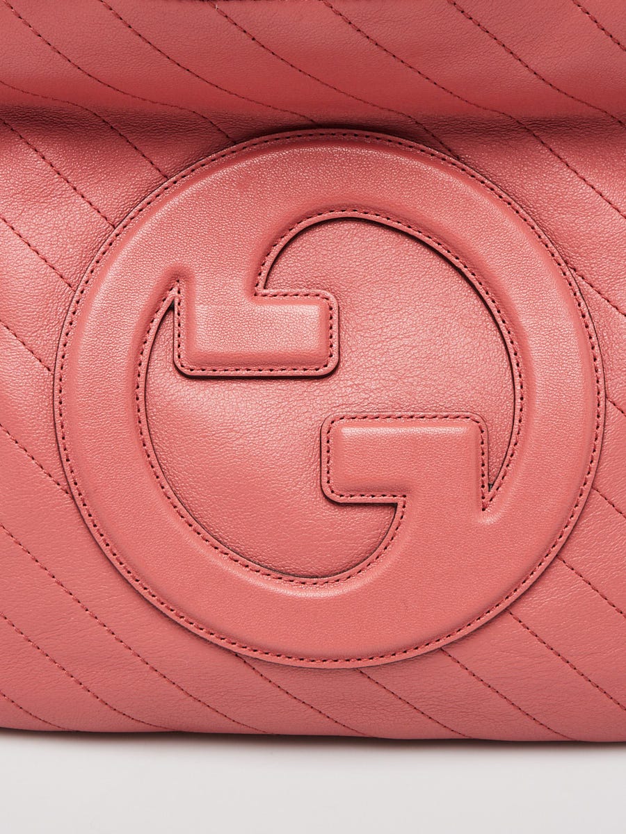 Gucci Pink Stitched Leather Small Blondie Shoulder Bag