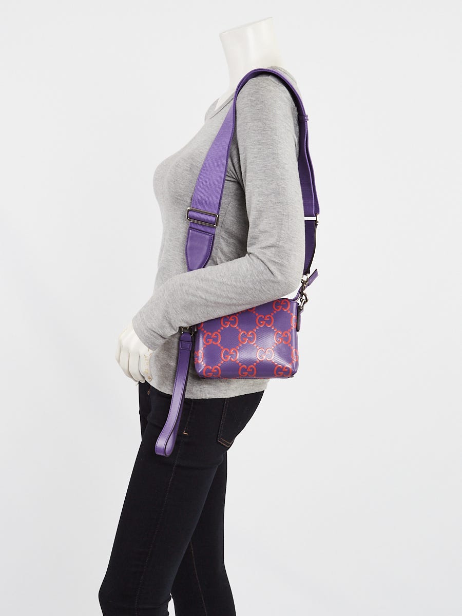 Gucci Purple/Orange GG Perforated Leather Crossbody Bag | Yoogi's