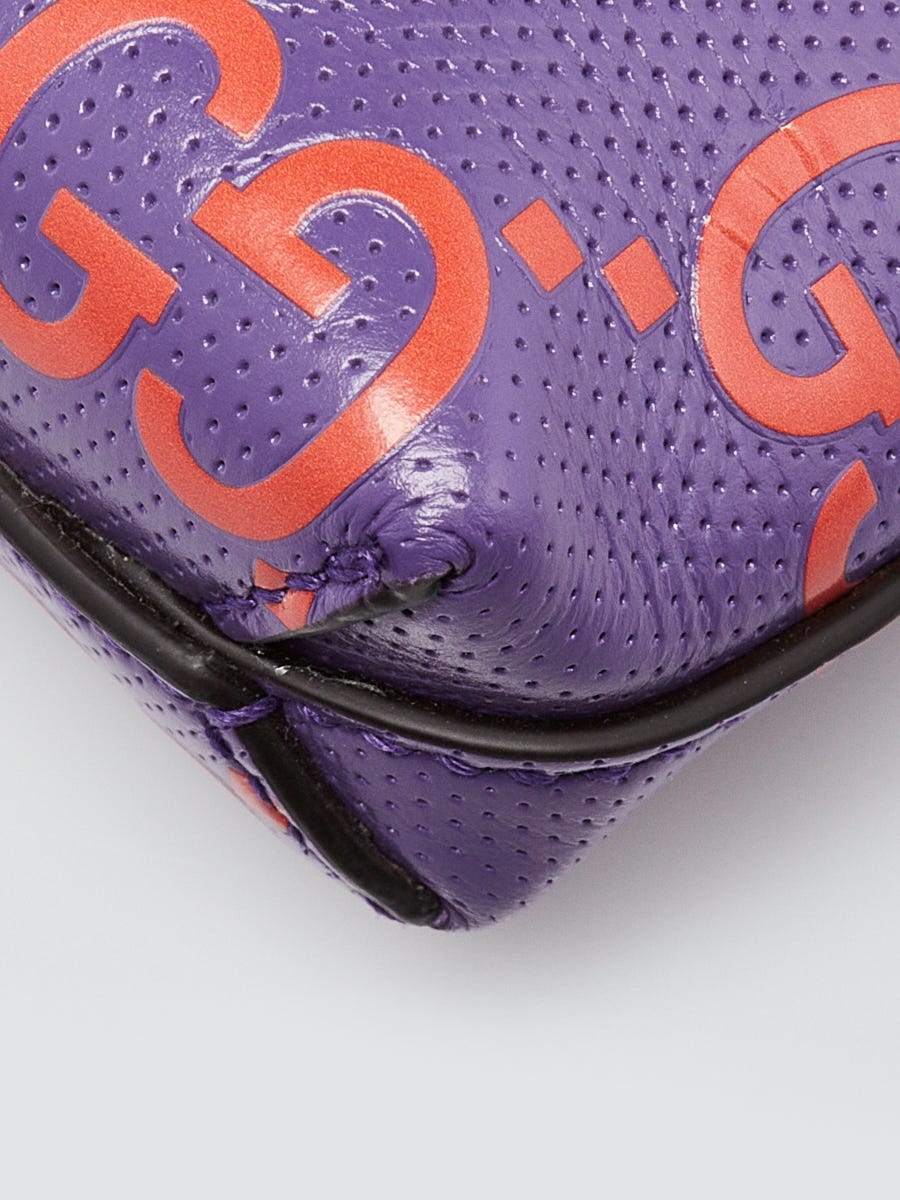 Gucci Purple/Orange GG Perforated Leather Crossbody Bag  display picture 2