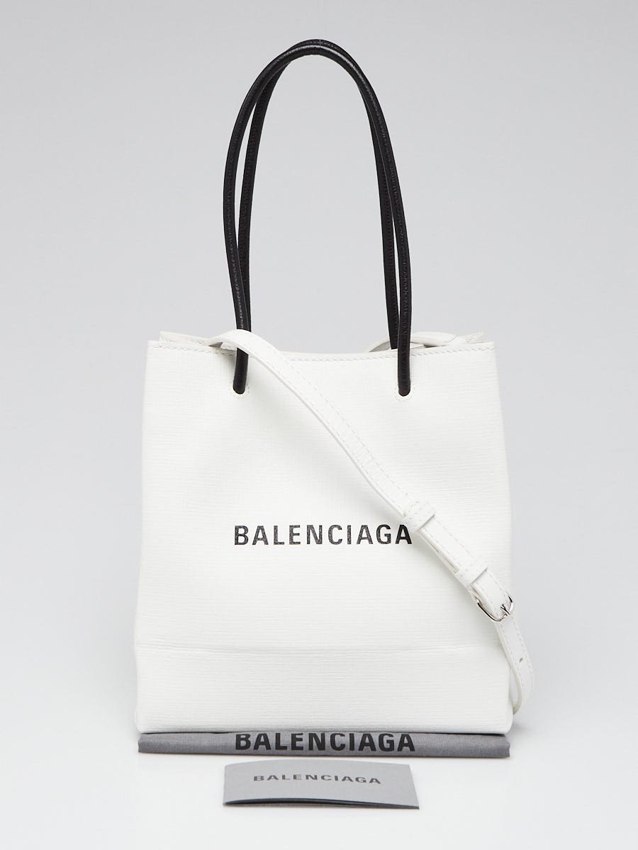 Balenciaga White Pebbled Leather XXS Shopping Tote Bag Yoogi s Closet