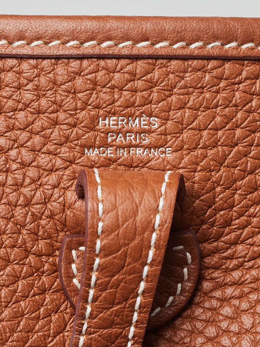 Hermes 16cm Gold/Black Clemence Leather Evelyne TPM Bag | Yoogi's