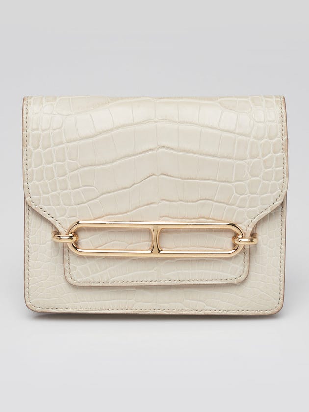 Hermes Beton Matte Alligator Gold Plated Roulis Slim Wallet