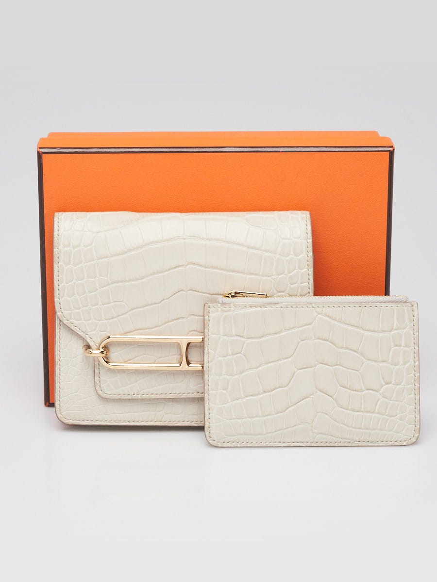 Hermes Beton Matte Alligator Gold Plated Roulis Slim Wallet