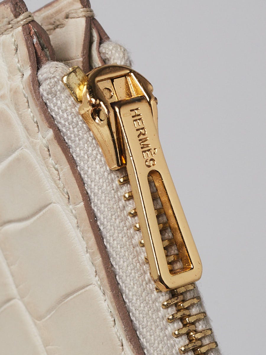 Hermes Beton Matte Alligator Gold Plated Roulis Slim Wallet