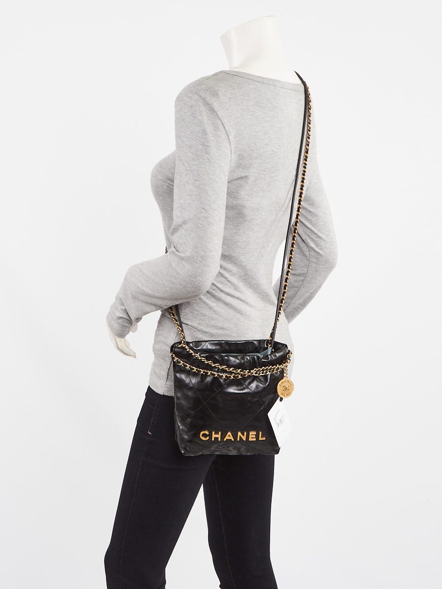 Chanel Black Quilted Shiny Calfskin Leather Chanel 22 Mini Chanel Black Quilted Shiny Calfskin Leather Chanel 22 Mini
