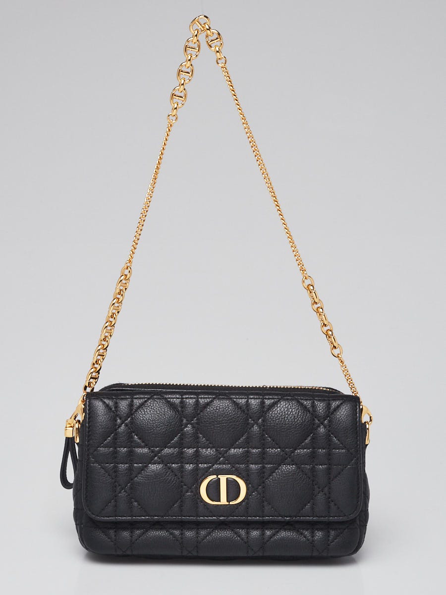 Christian Dior Black Cannage Quilted Leather Caro Pouch w Christian Dior Black Cannage Quilted Leather Caro Pouch w