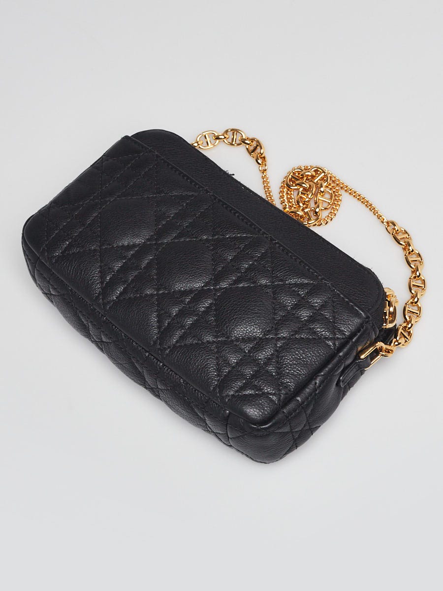Christian Dior Black Cannage Quilted Leather Caro Pouch w Christian Dior Black Cannage Quilted Leather Caro Pouch w