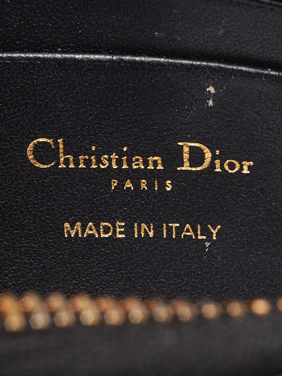 Christian Dior Black Cannage Quilted Leather Caro Pouch w/Chain