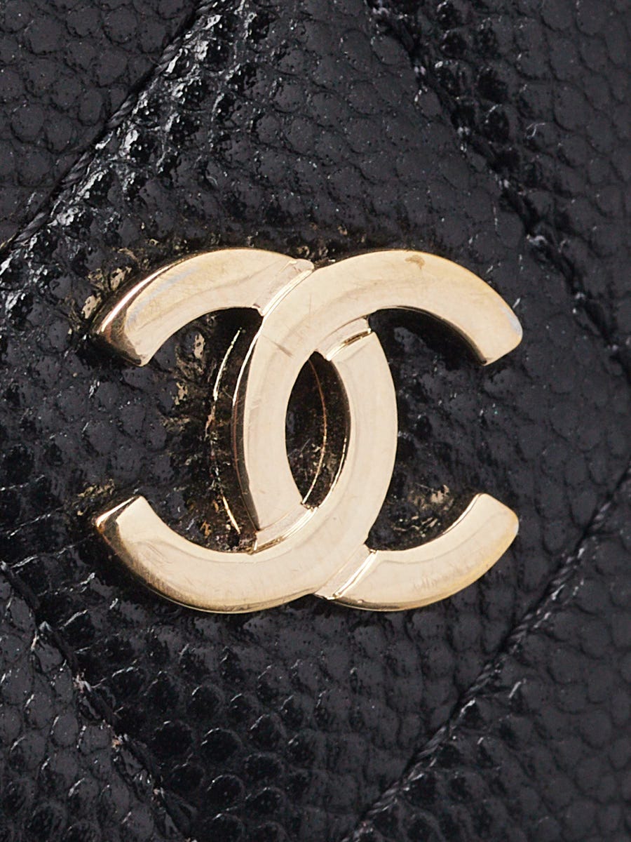 Chanel Black Quilted Caviar Leather Compact ID Wallet