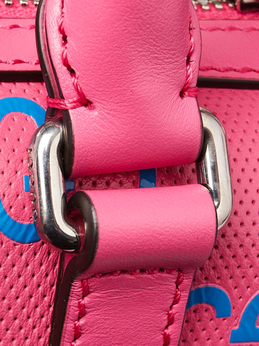 Gucci Pink/Blue GG Perforated Leather Shoulder Duffle Bag